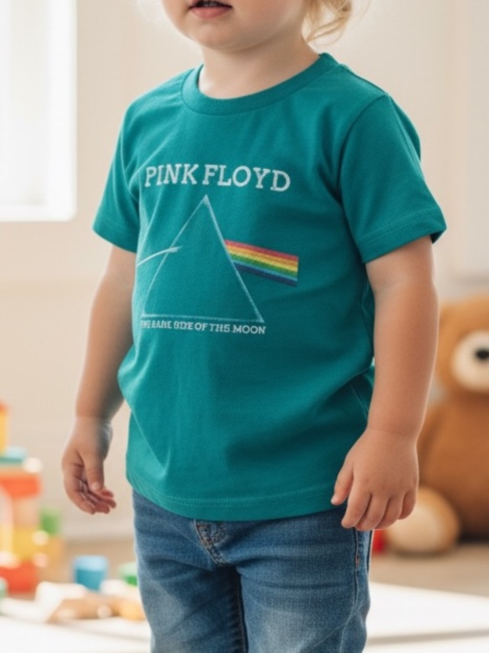 Pink Floyd Dark Side of the Moon Toddler Band Tee Size 2T Turquoise Band Shirt